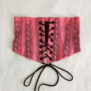 Current Mood Pink Snakeskin Corset Top